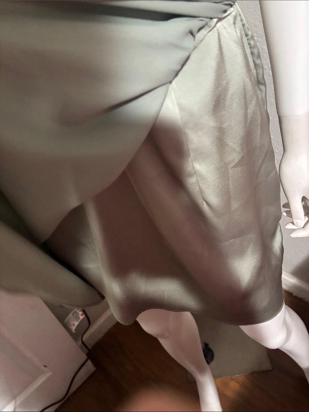 entro Satin Faux-Wrap Mini Dress in Sage - Picture 8 of 12